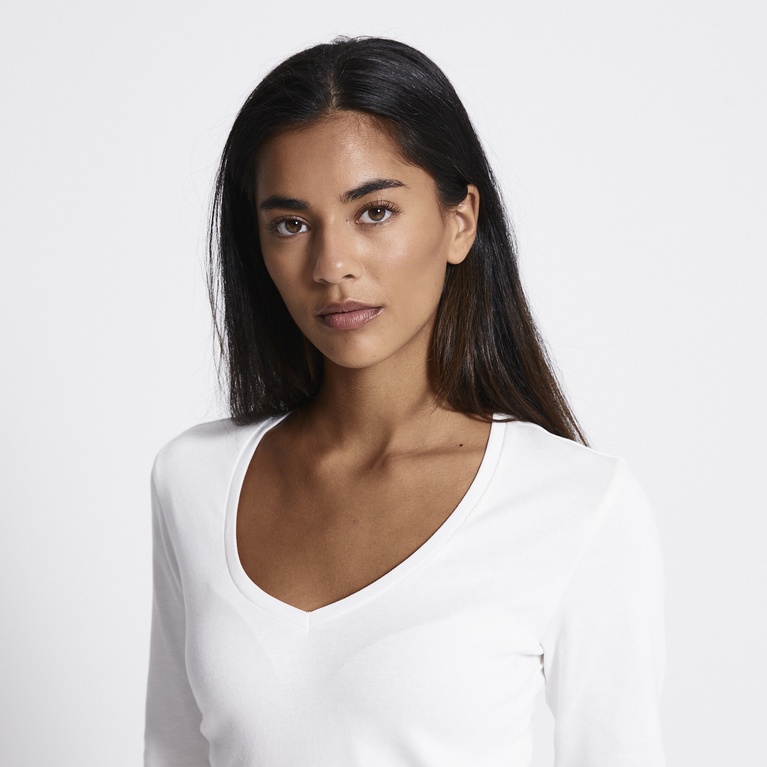 V-neck 3/4 sleeve top "Melinda" White